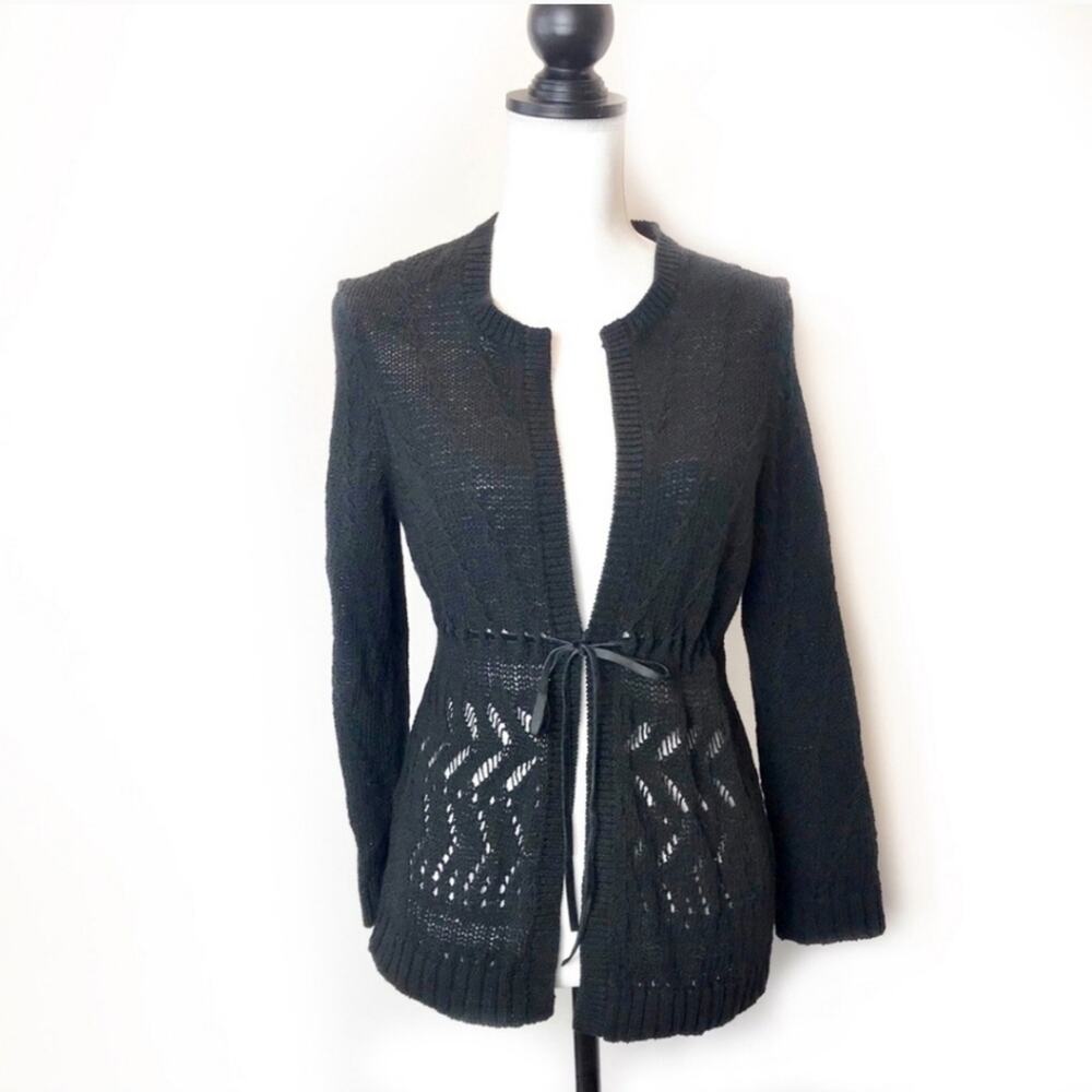 Ann Taylor Loft Open Front Knit Cardigan Cotton Blend Size Small
